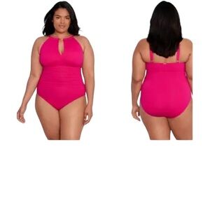 NEW Lauren Ralph Lauren Keyhole Neck One Piece Swimsuit